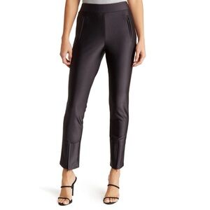 Good American boss zip bootcut pants shiny black size 0/25.